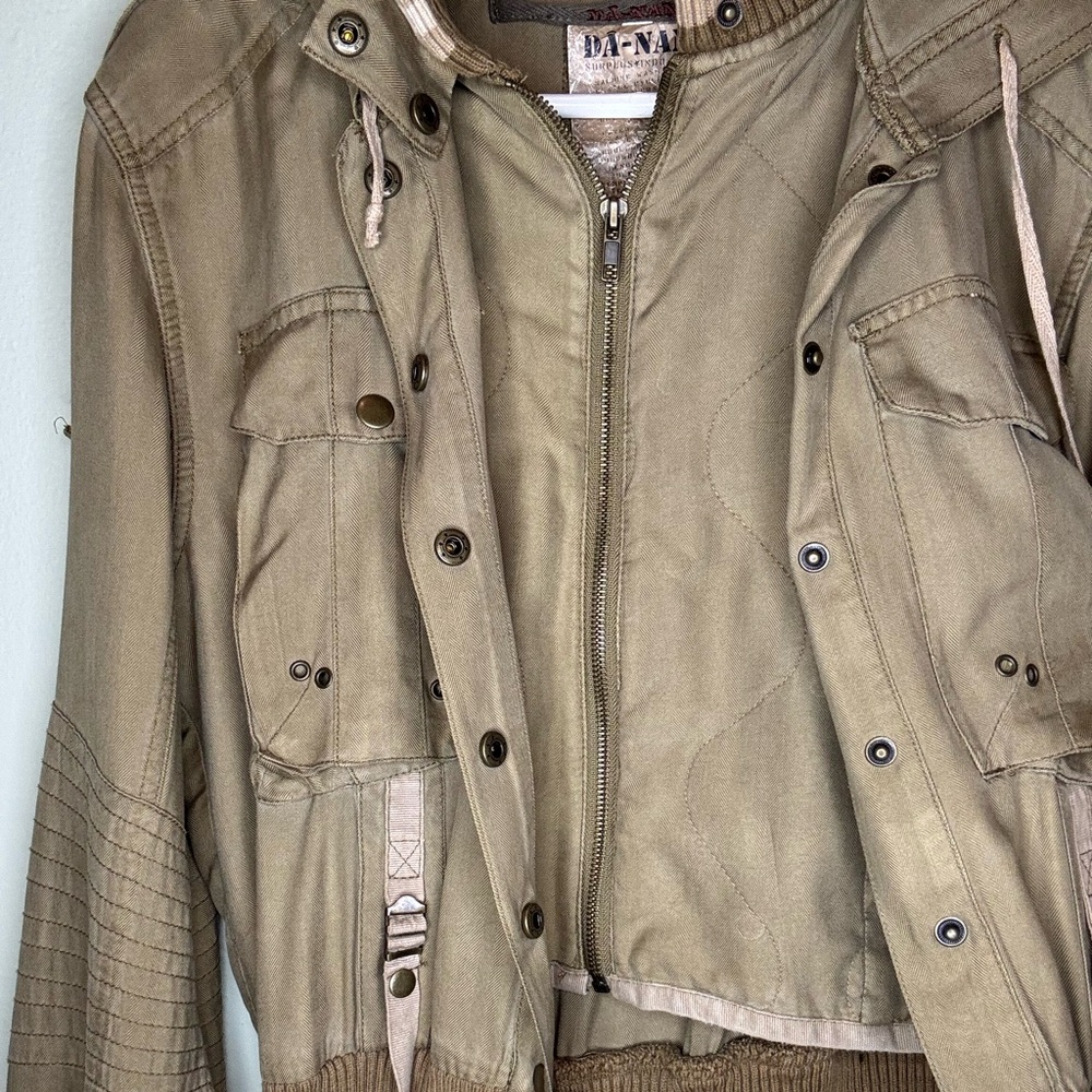 DÂ-NANG silk army green hooded jacket - Picture 6 of 11